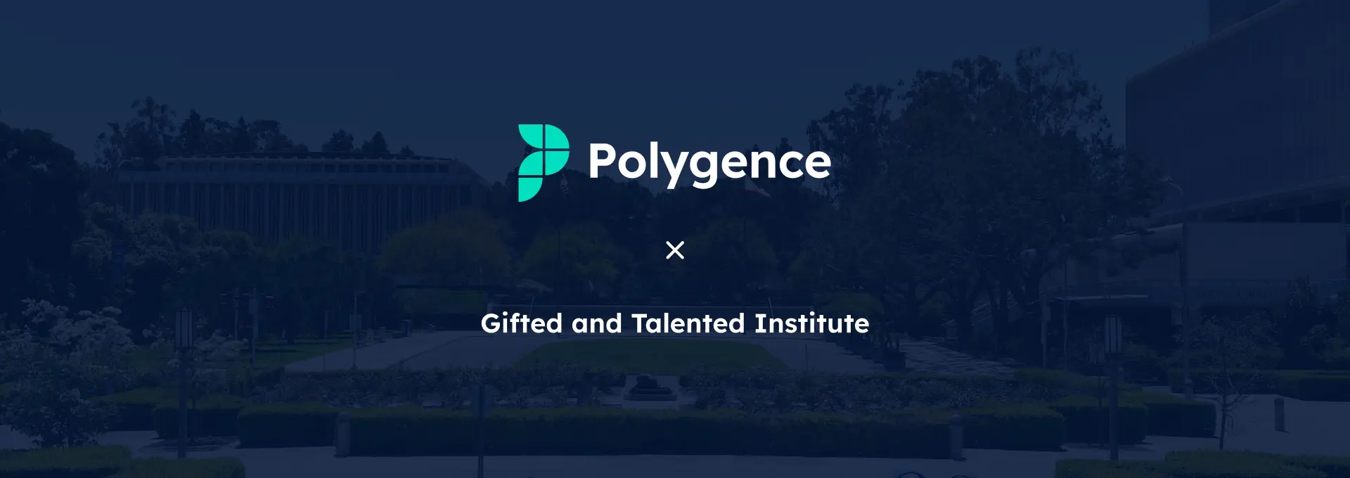 UCI campus with Polygence and GATI logos