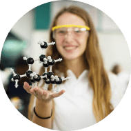 A student showcasing her research