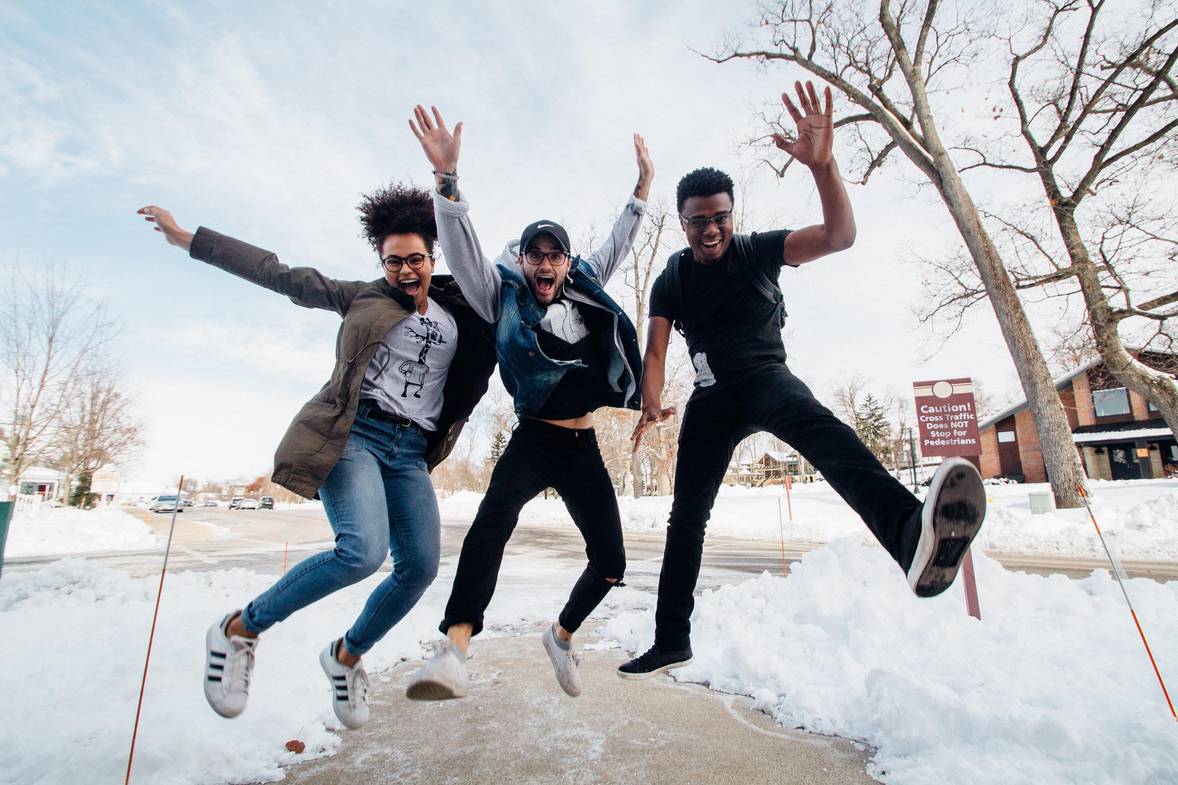 Students jumping in show