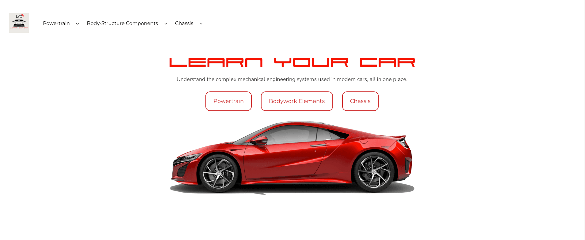 Learn Your Car: Automotive Engineering Website