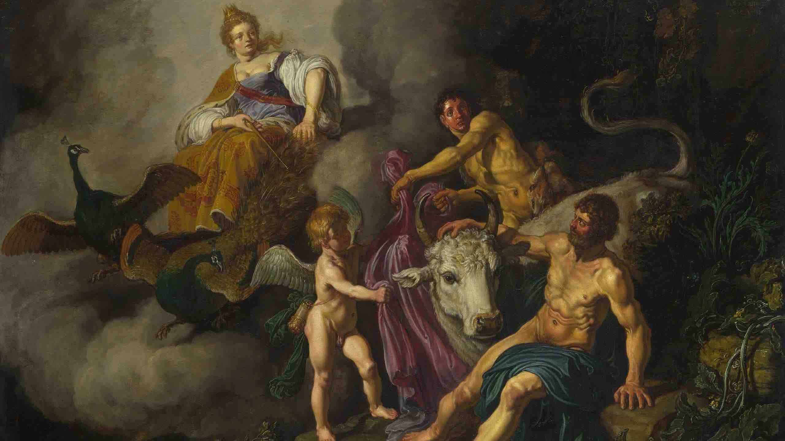 Painting - Pieter Lastman - Juno discovering Jupiter with Io