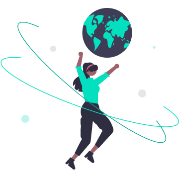 Happy student with globe