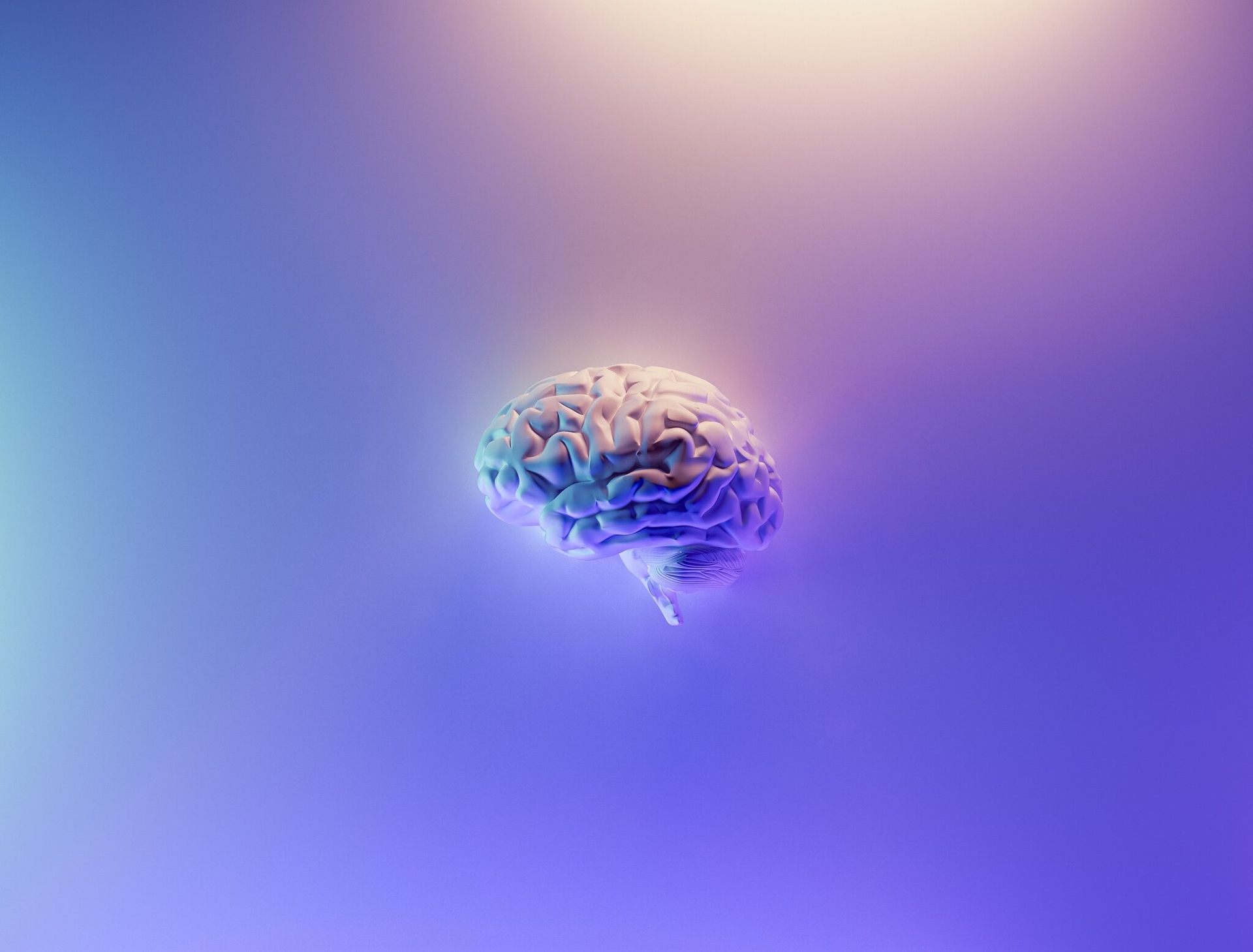 Brain floating on abstract background