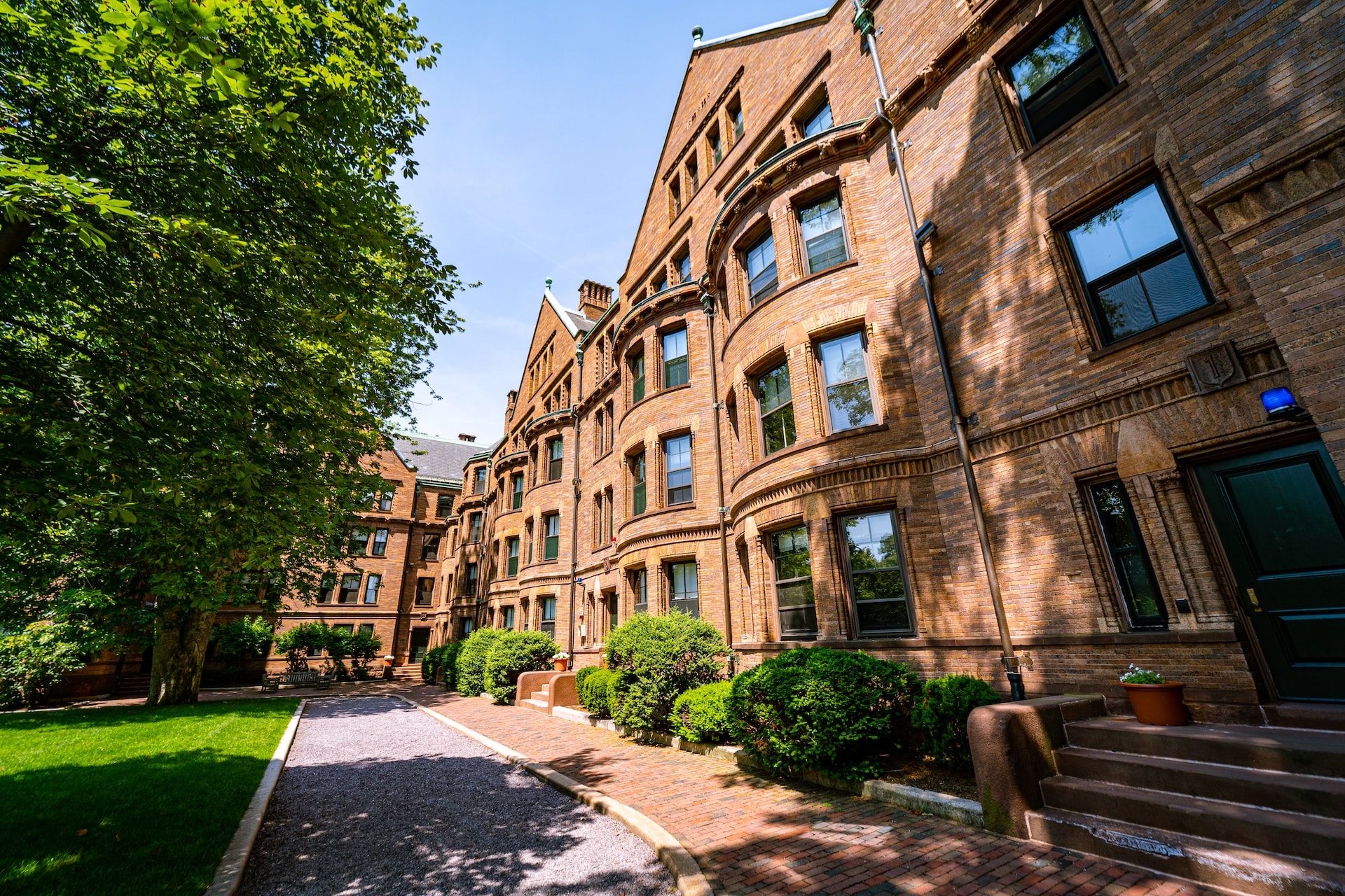 Inner courtyard of a building at a university campus.