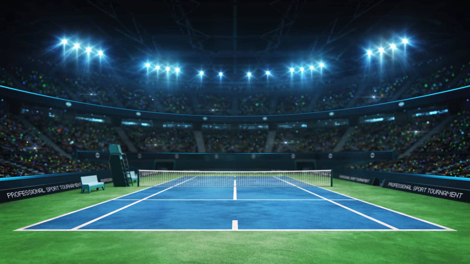 Tennis stadium court at night high school research