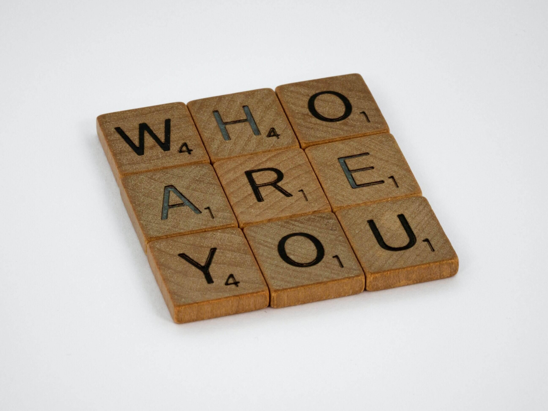 Scrabble tiles "Who Are You"